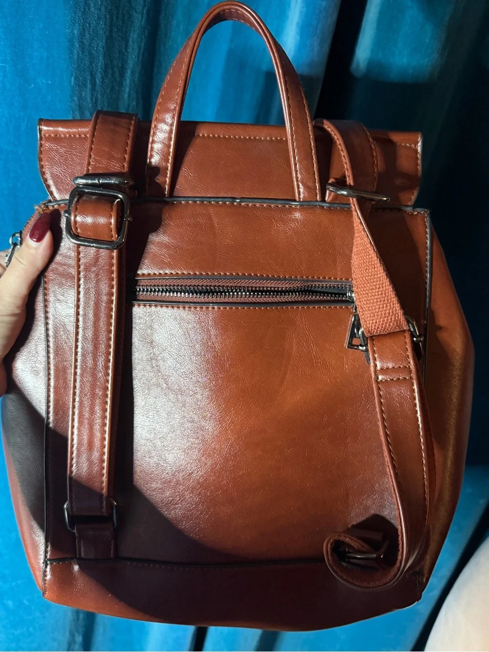 Classic Brown faux Leather Backpack